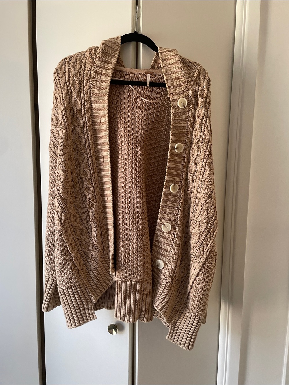 Free People oversized Homestead Cable Cardigan in sand